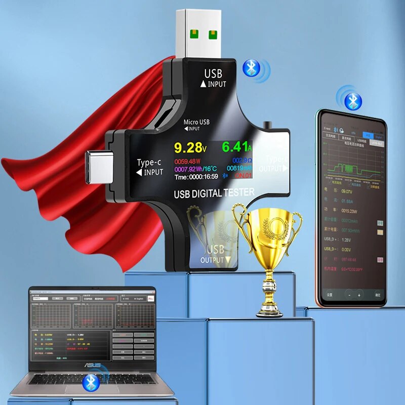 Penguji USB DC Tipe-C PD Voltm - Power Supply Tester ulasan dan harga